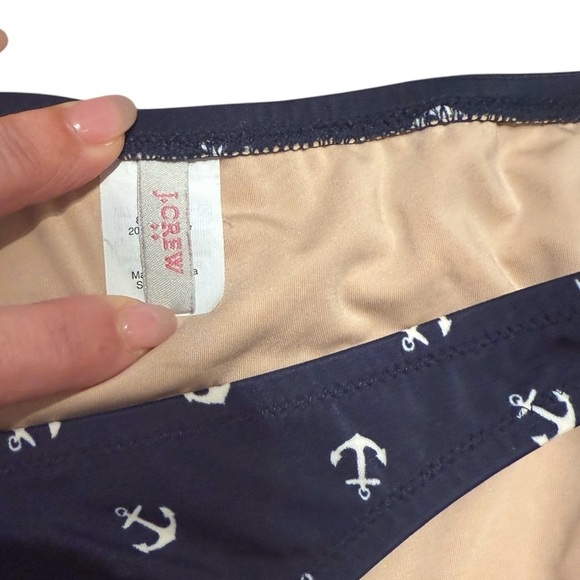 J Crew Navy Anchor Print Nautical Bikini Bottom Size Small - Picture 3 of 5